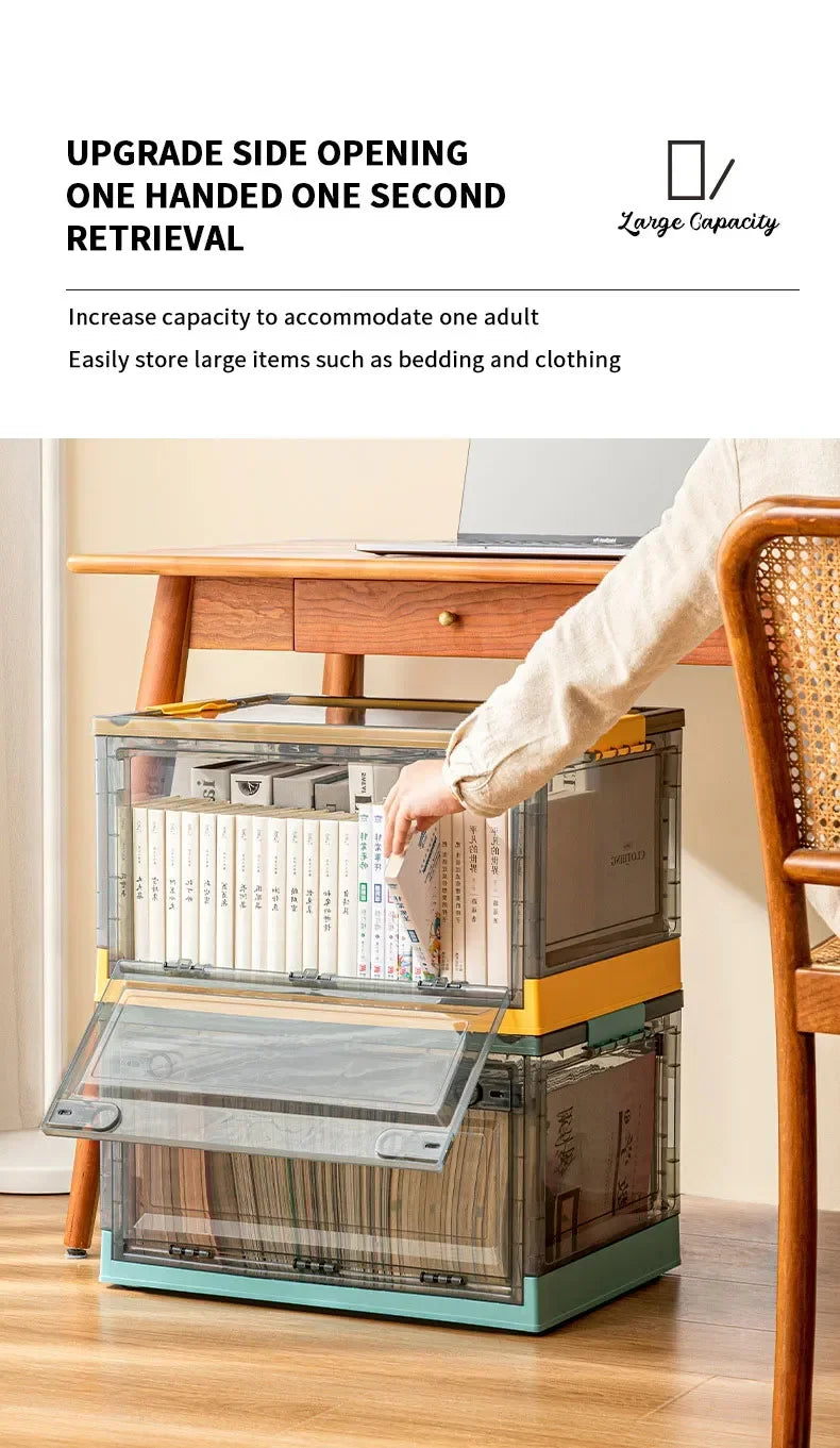 Foldable Transparent Storage Trunk – Large Capacity Plastic Organizer for Clothes and Home Wardrobe