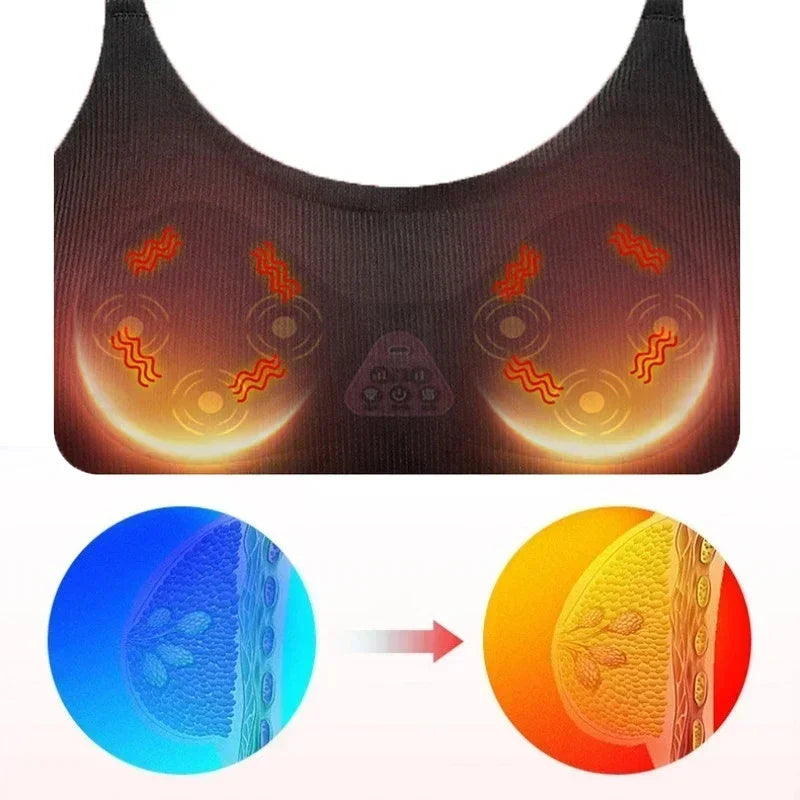 Electric Wireless Breast Massage Bra – Hot Compress Chest Care & Enhancement Massager