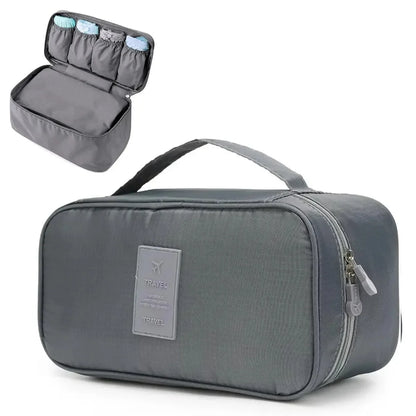 Portable Travel Organizer Bag - Multi-Function Bra Underwear Storage Case and Cosmetic Toiletry Pouch for Outdoor Trips