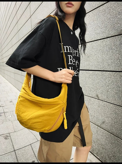 Trendy Women’s Soft Cloth Shoulder Bag | Solid Color Casual Crossbody & Hobo Bag for Students