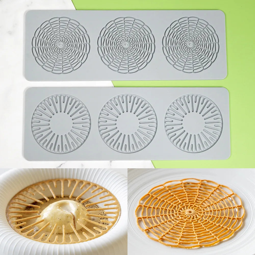 Unique Leaf Circle Ring Sugar Flipping Lace Pad - Tree Branches Vegetable Western Food Decoration - Molecular Cuisine Baking Silicone Mold