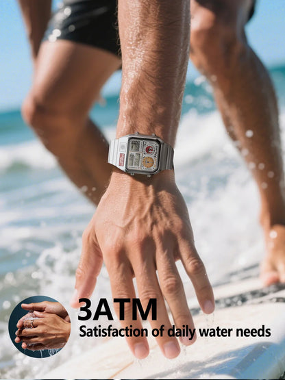HUMPBUCK Digital Watch for Men – Classic Multifunctional Wristwatch with Temperature, Stopwatch, Dual Time & Calendar
