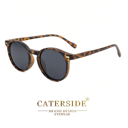CATERSIDE Retro Polarized Round Sunglasses — TR90 & Acetate Vintage Shades for Men & Women, Punk Style Driving & Travel Sun Glasses
