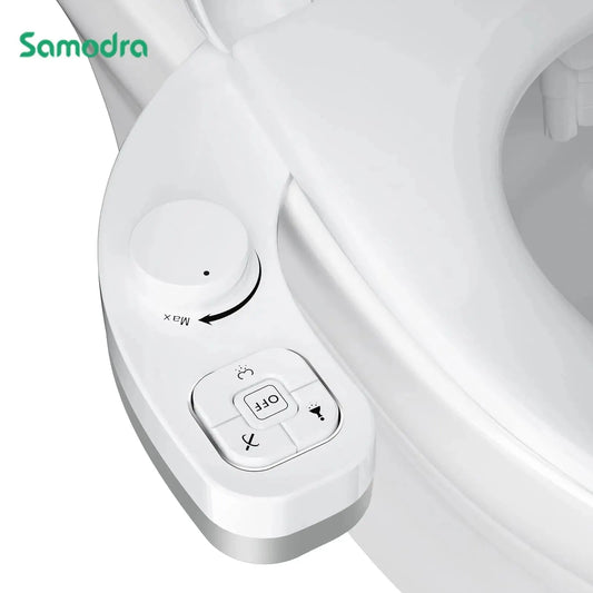 Samodra Non-Electric Bidet: Self-Cleaning Dual Nozzle Toilet Seat Attachment - Frontal and Rear Wash Water Bidet