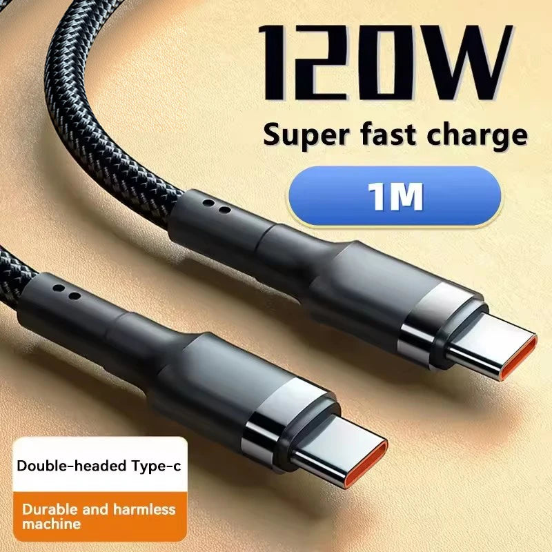 120W USB-C to USB-C Fast Charging Cable - PD Quick Charge Cable for iPhone, Xiaomi & Samsung Devices