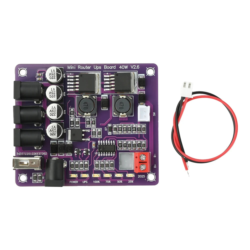 40W Mini Router UPS Board - 5V 9V 12V 4-Channel Output Battery Charging Module for Uninterruptible Power Supply