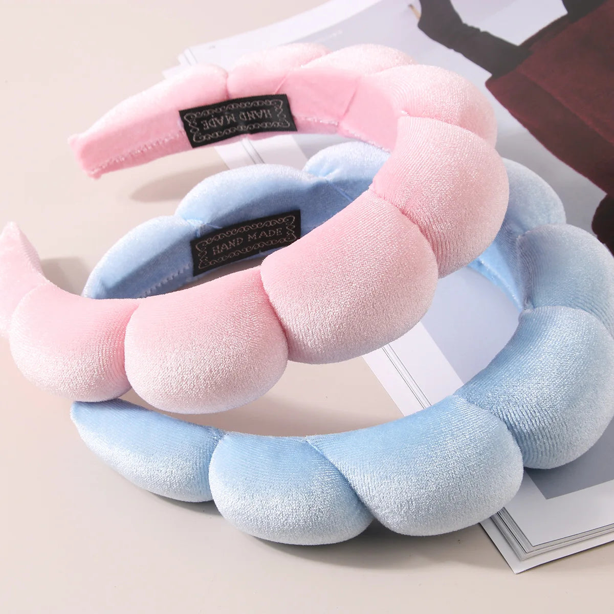 Sponge Spa Headband with Wristbands – Wide Padded Face Washing, Skin Care, Makeup Removal & Shower Headband for Women & Girls