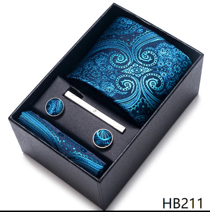 Men’s Tie and Pocket Square Gift Set – 2023 Mixed Colors Paisley Necktie in Box, Wedding Suit Accessory