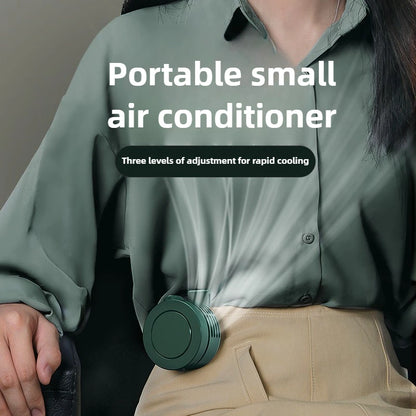 Mini Clip-On Hanging Waist & Neck Fan – Portable Leafless Electric Cooling Fan for Girls, 900mAh USB Rechargeable, 3-Speed Personal Air Cooler for Outdoor Use