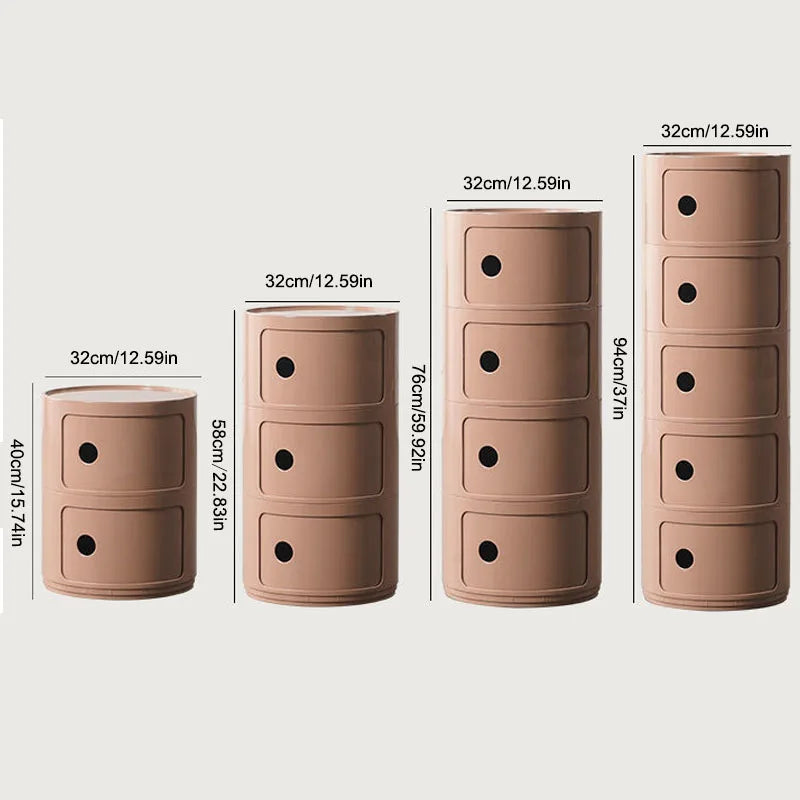 Nordic Round Bedside Table – Mini 2/3/4/5 Layer Cute Storage Cabinet, Creative Living Room & Bedroom Furniture