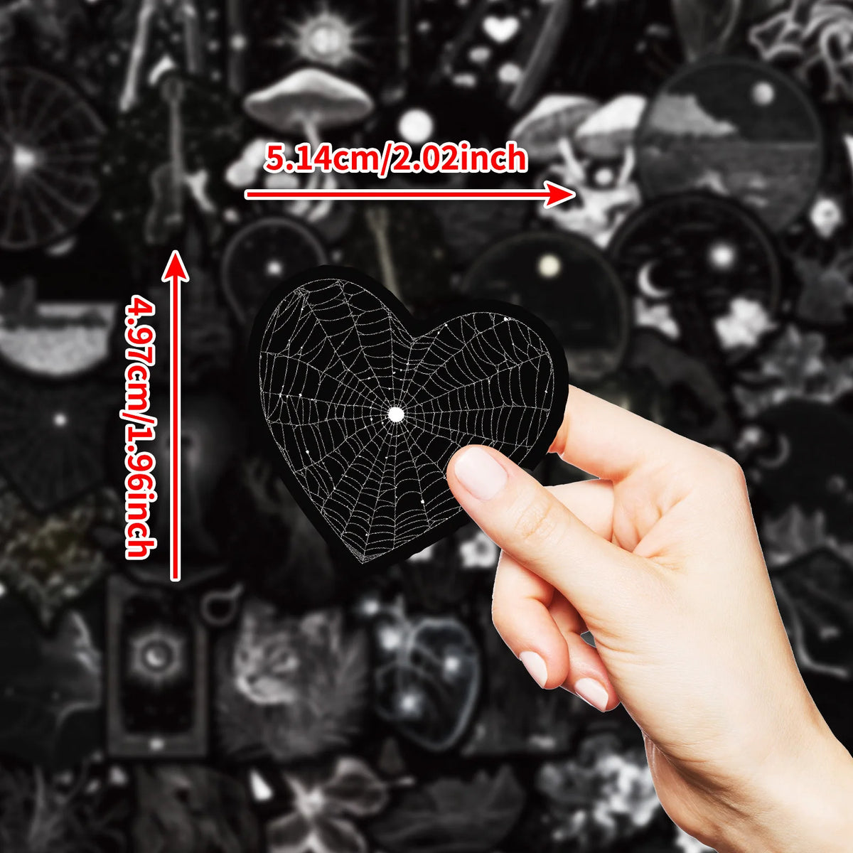 50PCS Black & White Gothic Stickers - Skull-Themed Waterproof Decals for Phone, Luggage & Scrapbooking