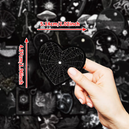 50PCS Black & White Gothic Stickers - Skull-Themed Waterproof Decals for Phone, Luggage & Scrapbooking