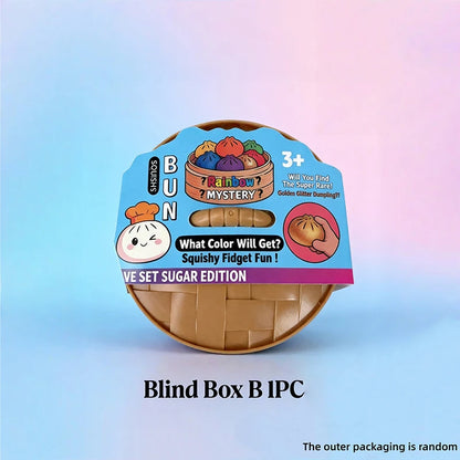 Kawaii Steamed Bun Squishy Set - Soft Bubble-Blowing Stress Relief Squeeze Toy with Steamer Case