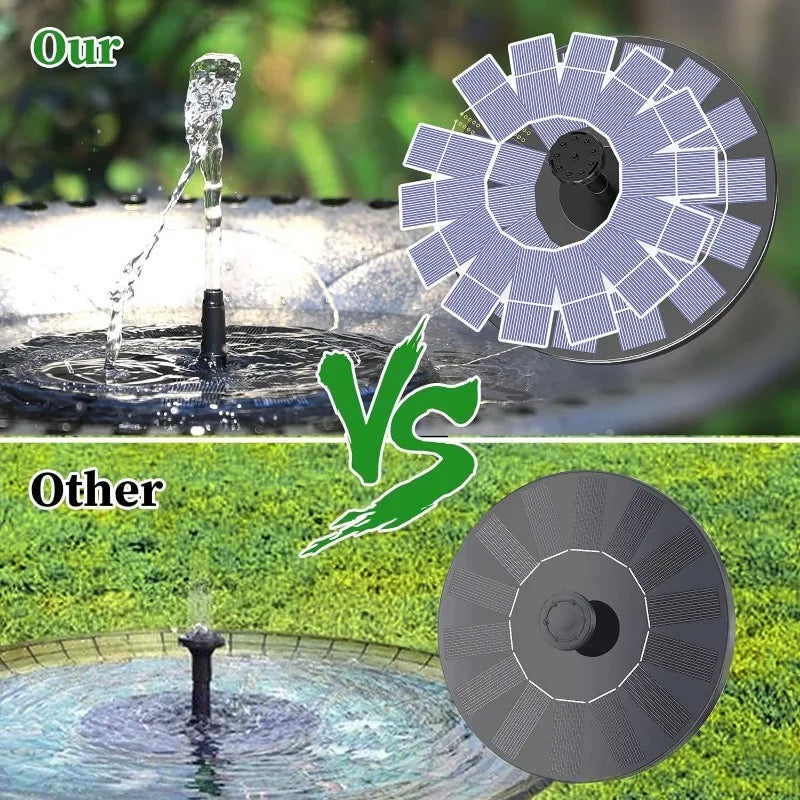 Outdoor Solar Fountain Pump Kit – 1W/1.5W/2.5W Garden Pond Water Feature with 6 Nozzles for Decorative Landscape Use
