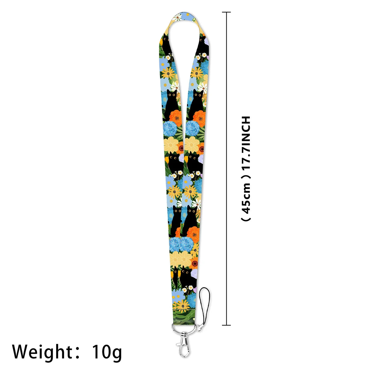 LX1293 Cartoon Black Cat Lanyard – Keychain, ID & Credit Card Holder, Phone Charm Neck Strap, Badge Accessories