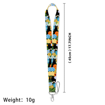 LX1293 Cartoon Black Cat Lanyard – Keychain, ID & Credit Card Holder, Phone Charm Neck Strap, Badge Accessories