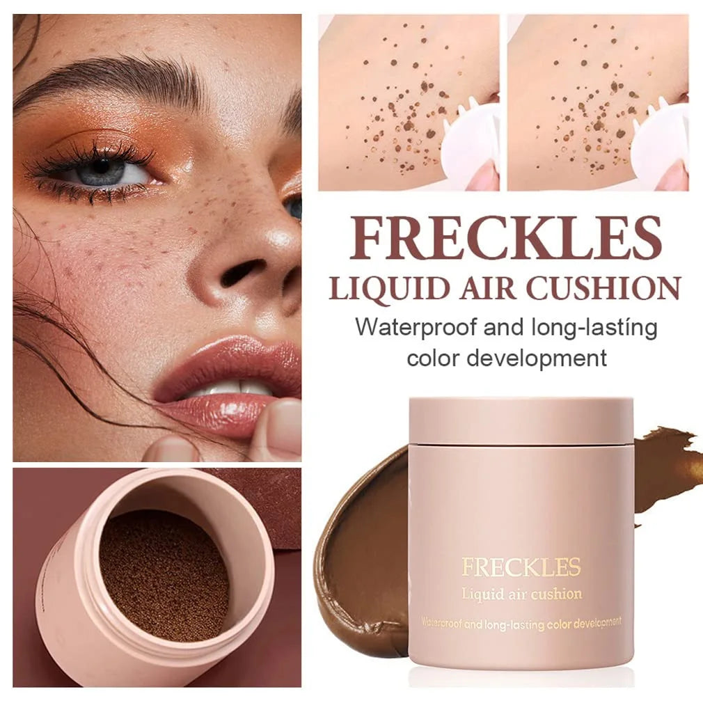 Air Cushion Freckle Stamp Kit - Lifelike Natural Simulation Fake Freckles for Face & Body, Waterproof Makeup Dot Spot Comb