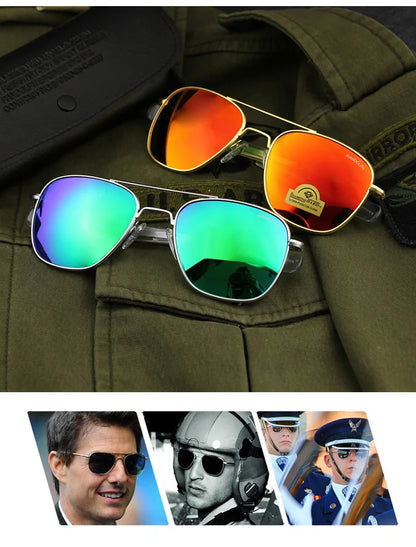 RE Military Aviation Sunglasses — Vintage Titanium Frame Pilot Glasses for Men & Women