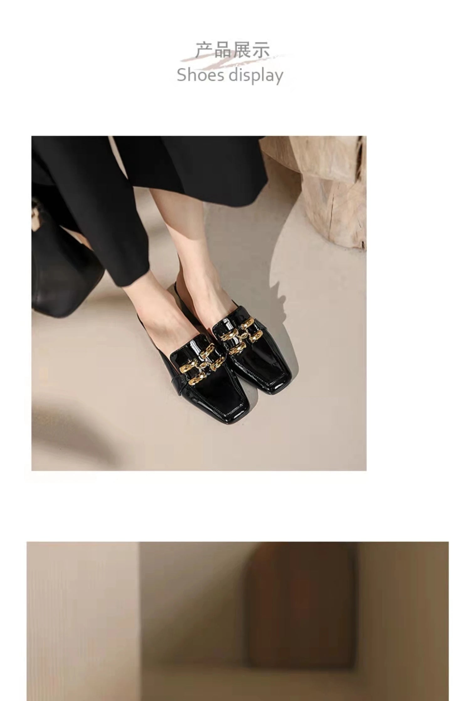 Fashion Women’s Half Slippers — Outdoor Med-Heeled Slides with Toe Chain Decoration, Luxury Square Heel Sandals 2023