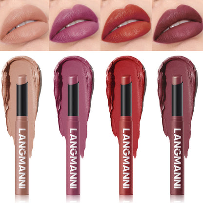 12-Color Matte Lipstick Pencil – Waterproof, Long-Lasting Non-Stick Lip Stain Tint Nude Makeup Pen