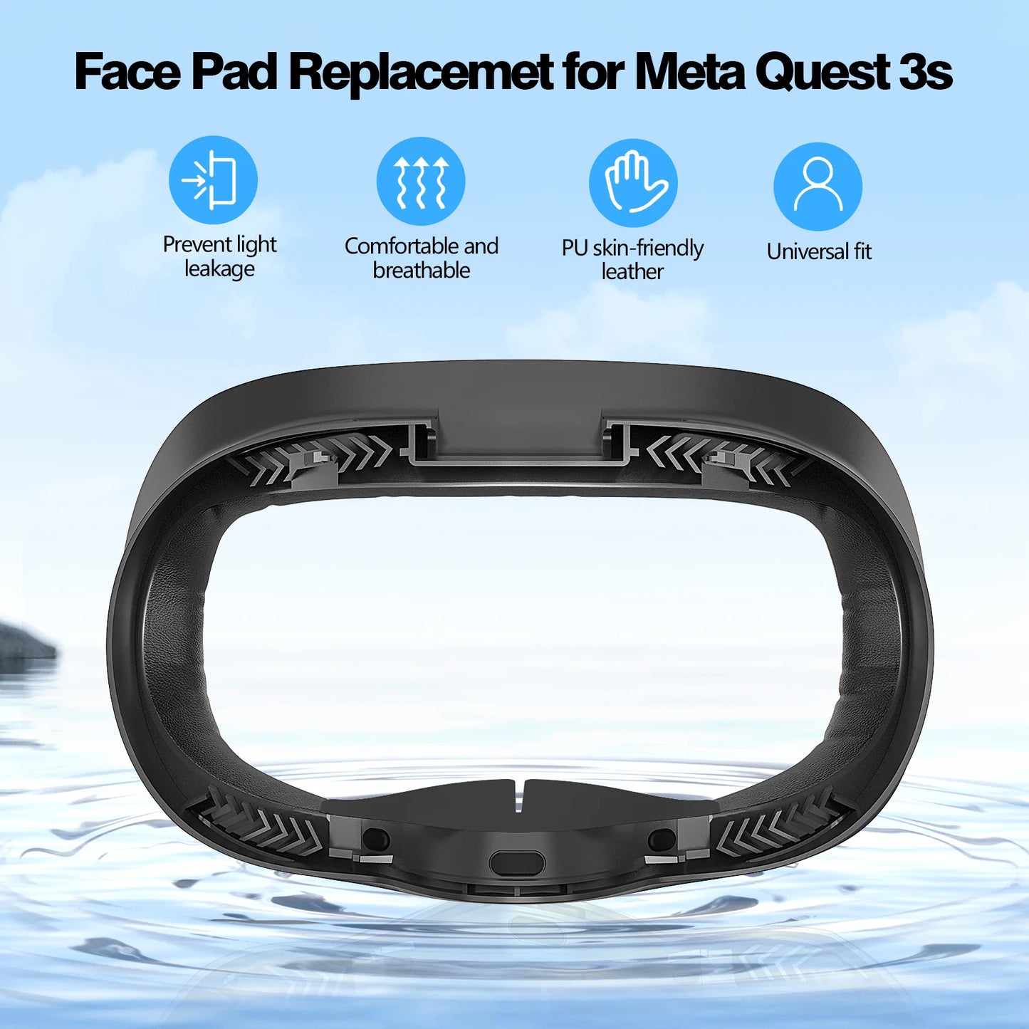 3-in-1 PU Leather Face Mask Cover for Meta Quest 3S — Upgraded Facial Interface Replacement Pad