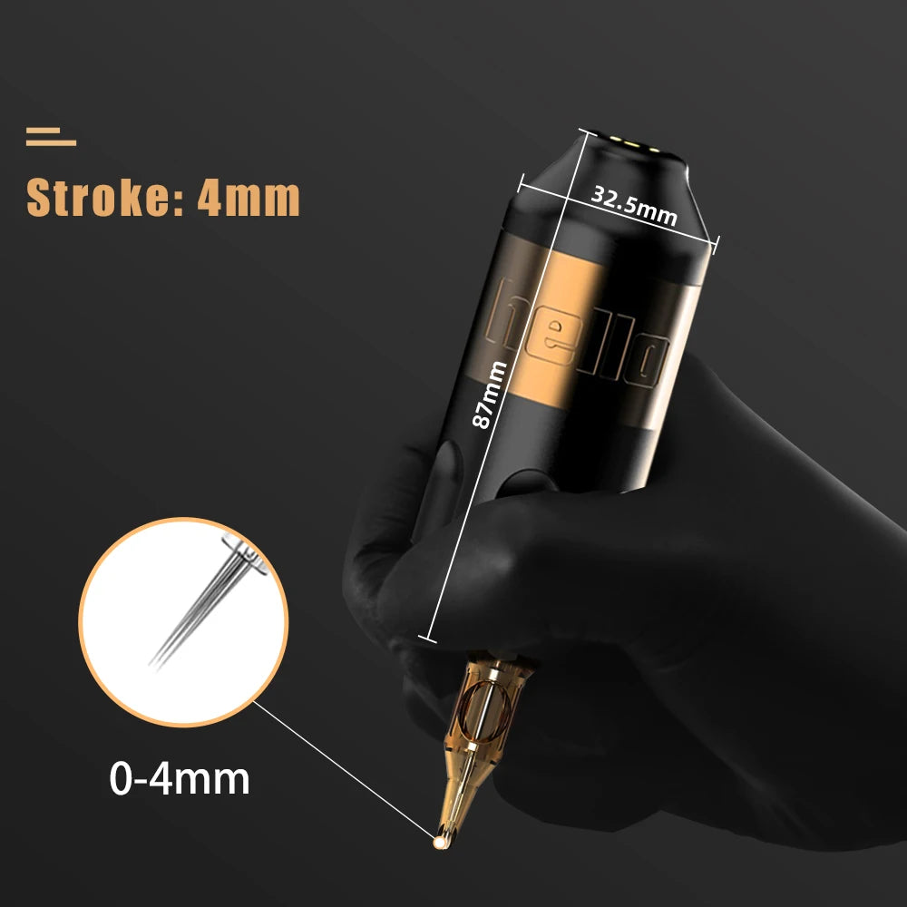 Ambition Stroke 4.0mm Rotary Tattoo Machine with Coreless Motor, 33mm Grip, RCA Interface, Permanent Makeup Pen for Body Art