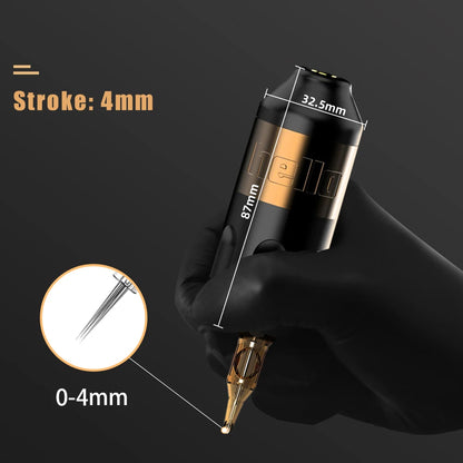 Ambition Stroke 4.0mm Rotary Tattoo Machine with Coreless Motor, 33mm Grip, RCA Interface, Permanent Makeup Pen for Body Art