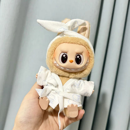 Labubu I & II Doll Clothes – 15cm/17cm Cute Eye Mask Pajama 3-Piece Set for Plush Dolls