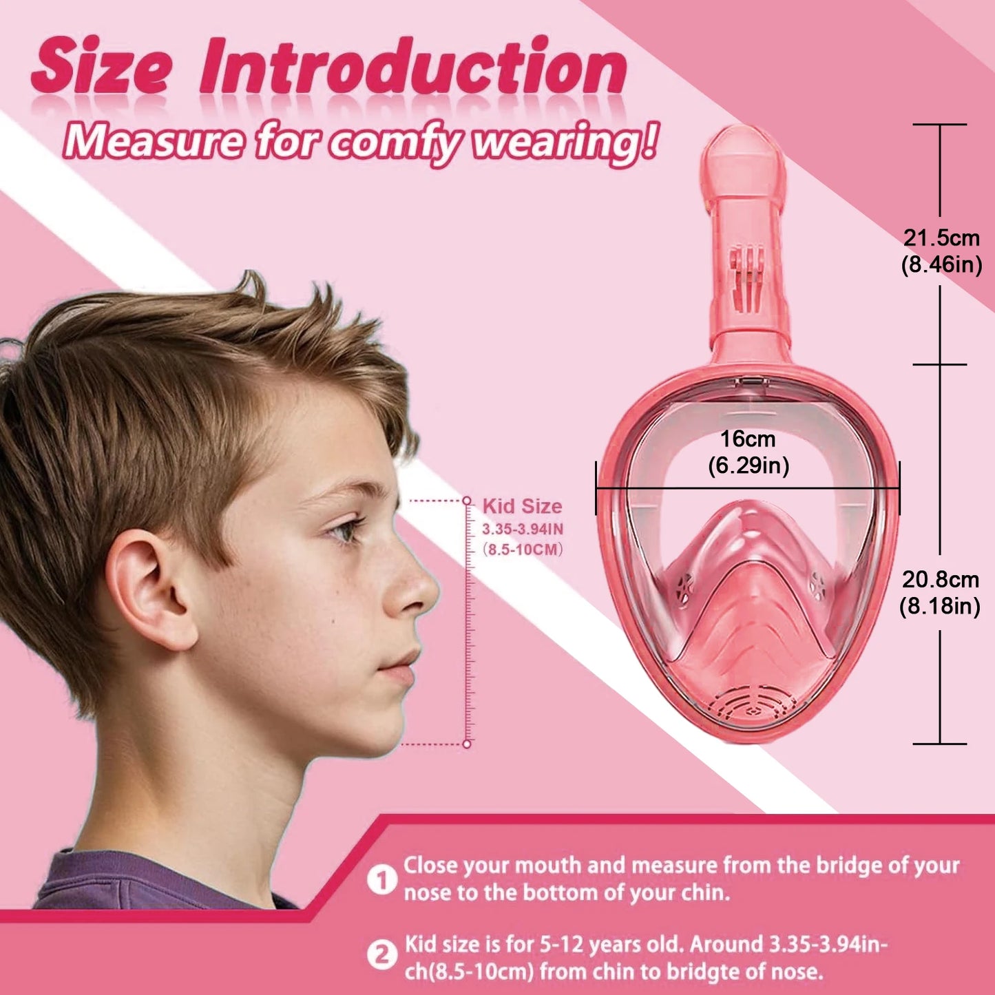 Foldable Full Face Snorkel Mask - 180° Panoramic Anti-Fog Diving Mask for Kids & Swimming