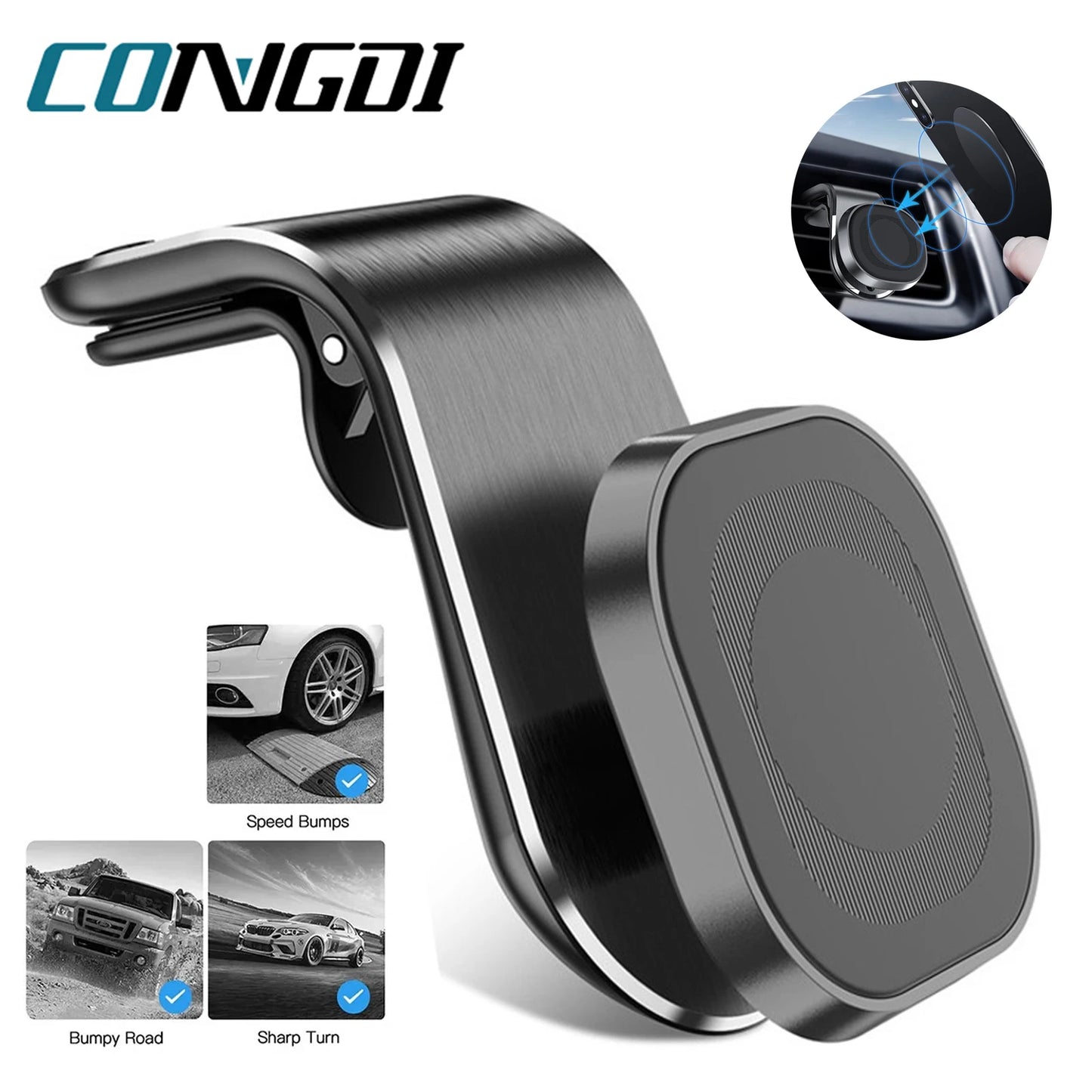 Magnetic Car Phone Holder - Air Vent Clip Mount with 360° Rotation for Xiaomi, iPhone 14, Samsung, & Other Cell Phones