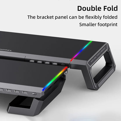 Hot Sell Aluminum PC Monitor Stand with 4 USB Ports & Keyboard Storage – Laptop Stand with USB 3.0 Fast Charging