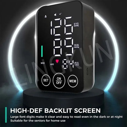 Spanish Voice Blood Pressure Monitor – Digital Arm Sphygmomanometer with LED Big Screen Tonometer