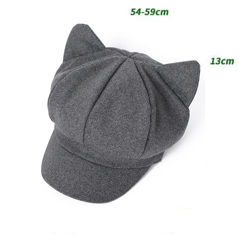 Autumn Winter Wool Newsboy Cap – Solid Octagonal Beret Hat for Women & Men, Casual Painter Style