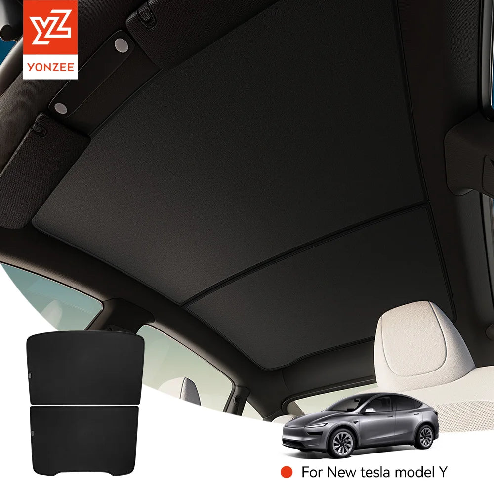 Tesla Model 3/Y Sunshade - Graphene Honeycomb Roof, Front & Rear Sunroof Glass Cover 2025-2026