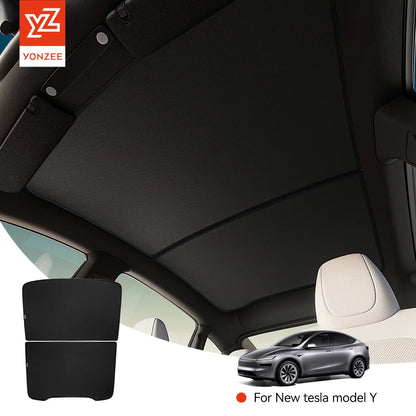 Tesla Model 3/Y Sunshade - Graphene Honeycomb Roof, Front & Rear Sunroof Glass Cover 2025-2026