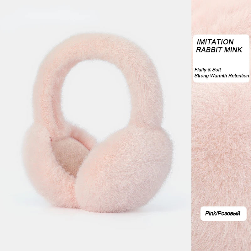 Soft Plush Ear Warmers Winter Earmuffs for Women & Men - Solid Color Cold Protection Earflap Outdoor Ear Covers