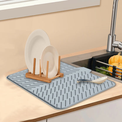 Ultra Absorbent Silicone Dish Drying Mat | Non-Slip, Fast Drying, Heat Resistant & Foldable Pad