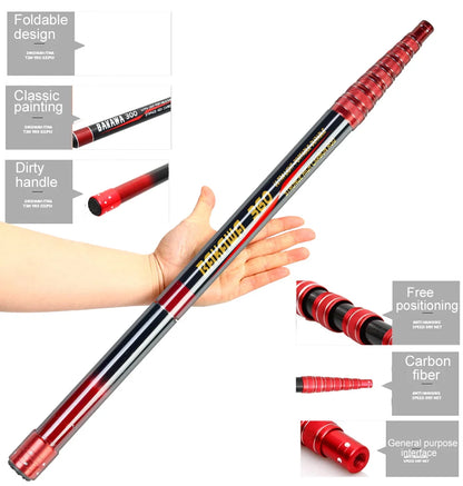 JOSBY Telescopic Foldable Fishing Net – 2.1M/3M/4M Lightweight Carbon Fiber Landing Net for Carp & Sea Fishing