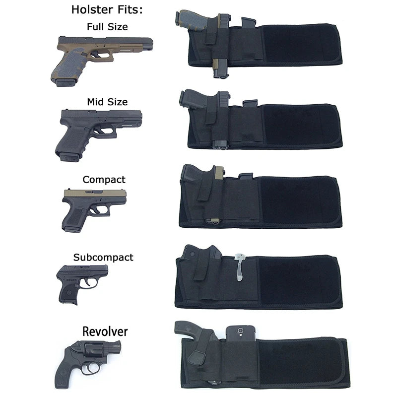 Tactical Hidden Belly Gun Holster – Portable Concealed Carry Waistband Belt for Outdoor Hunting, Shooting & Defense