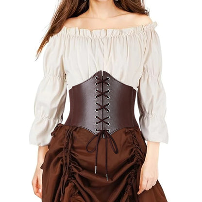 Medieval Wide Leather Armor Belt - Steampunk Waist Costume Accessory for Men & Women, Viking Knight Antique Waistband for LARP & Cosplay