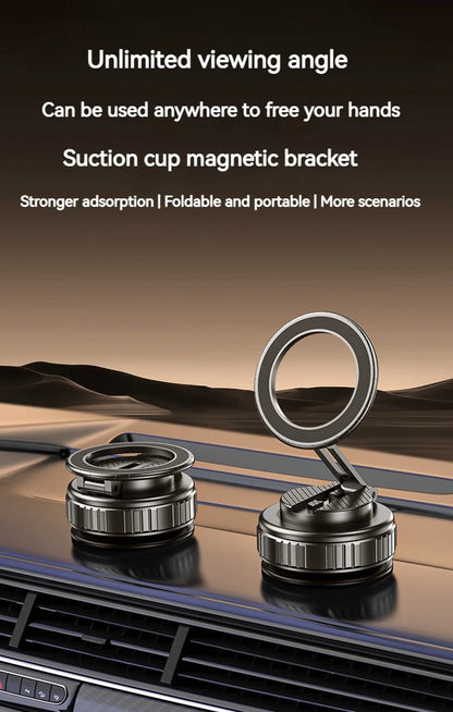 Universal Metal Magnetic Car Phone Holder – Adjustable Vacuum Suction Stand for Mirror, Gym, Bath & Home Use