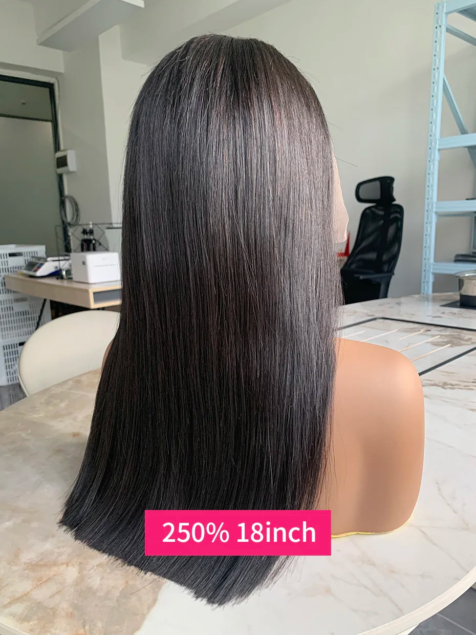 Raw Vietnamese Human Hair Lace Front Wig – 13x6 Bob, Straight Natural Black, 250% Density, 100% Human Hair