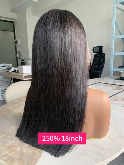 Raw Vietnamese Human Hair Lace Front Wig – 13x6 Bob, Straight Natural Black, 250% Density, 100% Human Hair