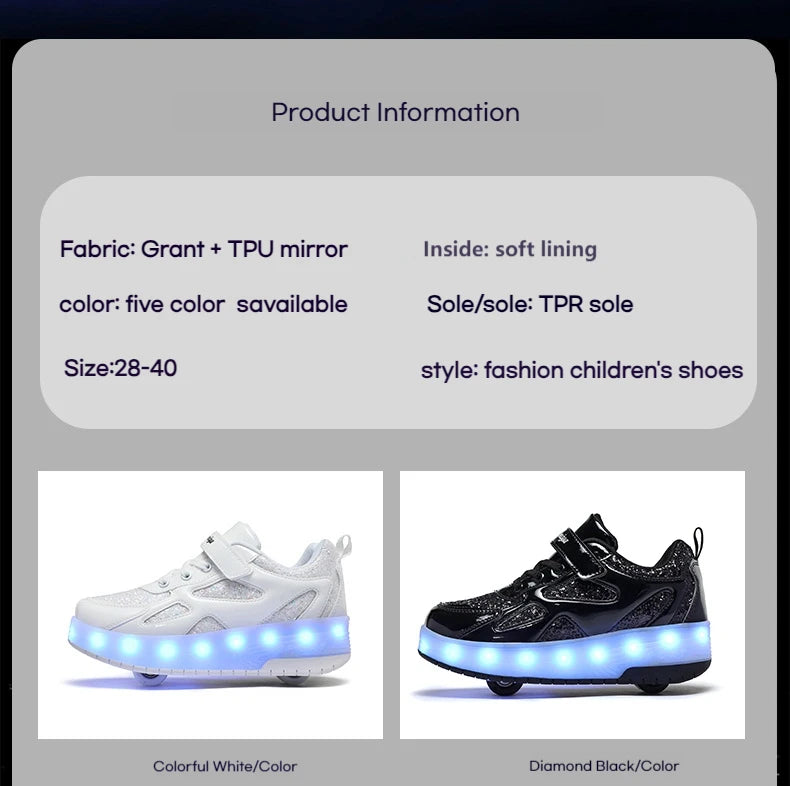 Kids' Inline Roller Skates – Removable 2-Wheel Skate Sneakers for Girls, Powerslide Wheeled Shoes