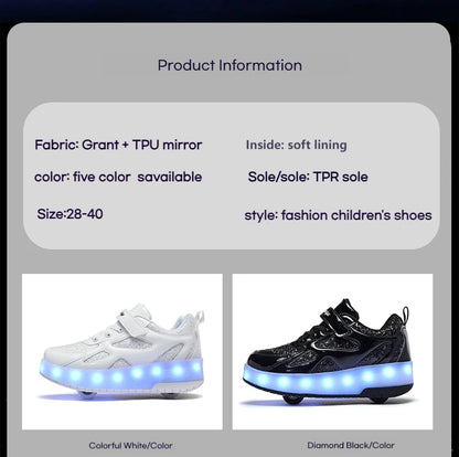 Kids' Inline Roller Skates – Removable 2-Wheel Skate Sneakers for Girls, Powerslide Wheeled Shoes