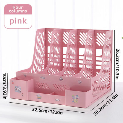 Multi-Color File Rack Folder Storage Box, Desktop File Box, Multi-Functional File Basket, Multi-Layer Shelf, Office Bookshelf Organizer