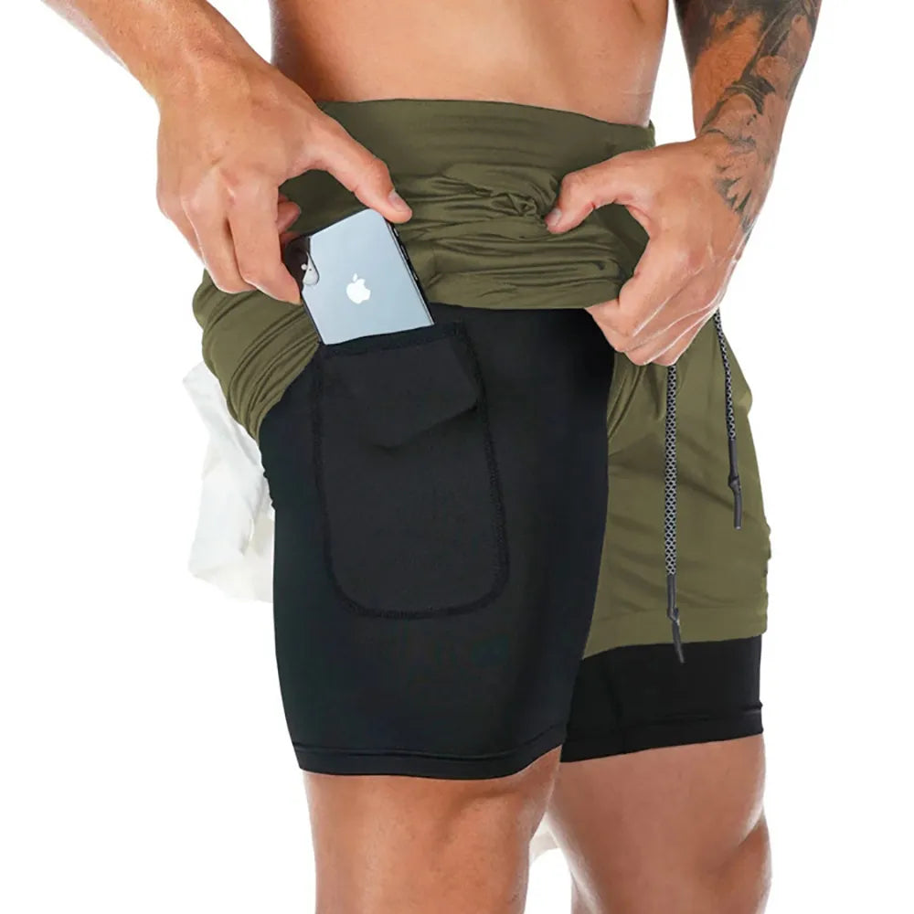 Men's 2-in-1 Double-Deck Running Shorts: Sportswear for Gym Fitness & Training - Jogging Bottoms for Active Men's Clothing