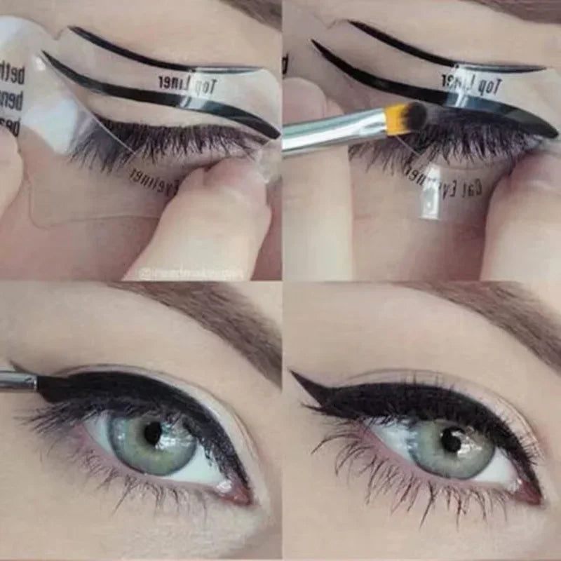 Eyeliner Stencils Set - Winged Eyeliner Shaping Template & Eyebrow Card for Eye Makeup Tools