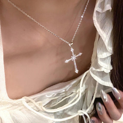 Women’s Crystal Zircon Cross Necklace - Trendy Chain Choker Pendant Jewelry for Party and Gift Style