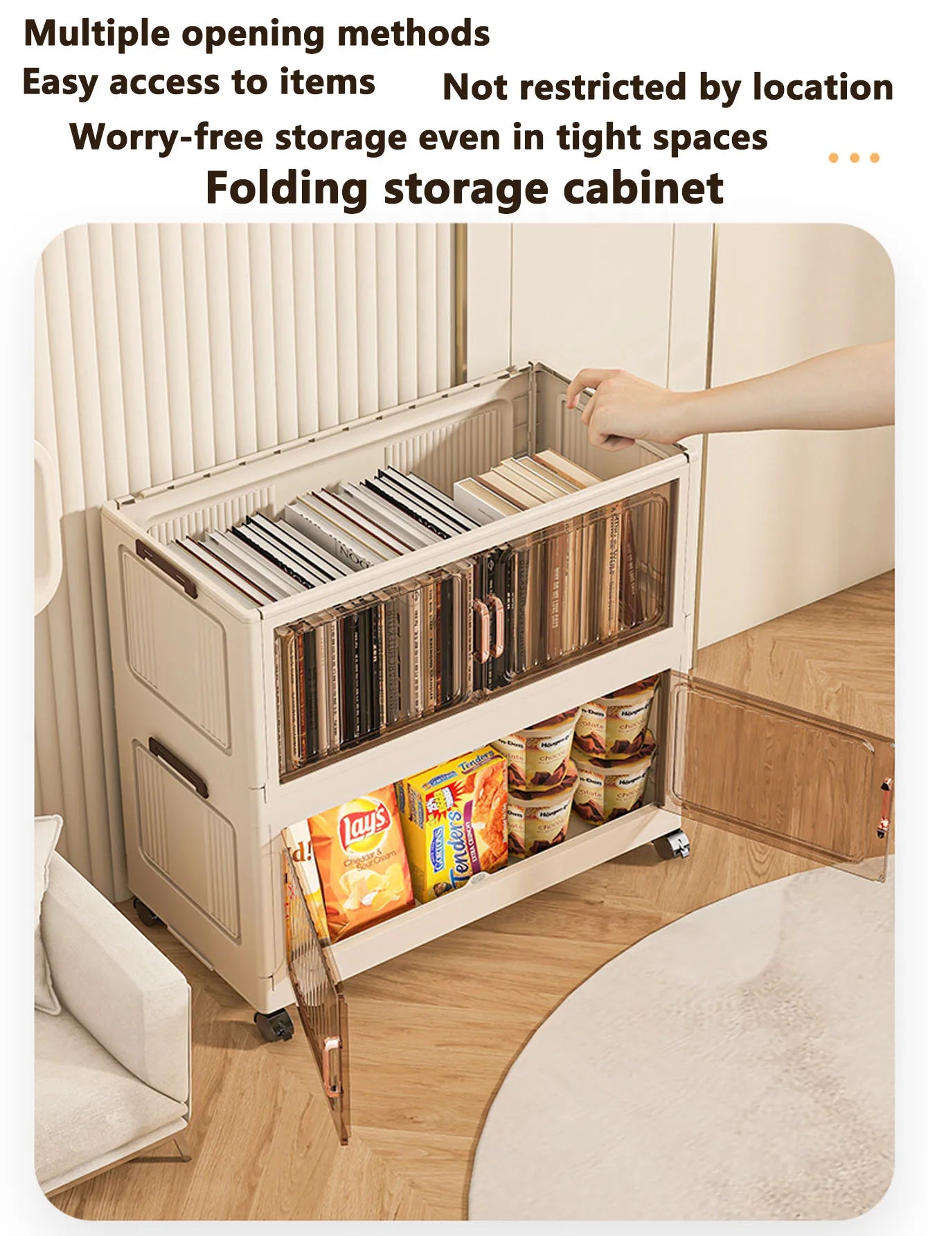 Installation-Free Foldable Storage Cabinet – Plastic Organizer for Kids’ Clothes & Snacks
